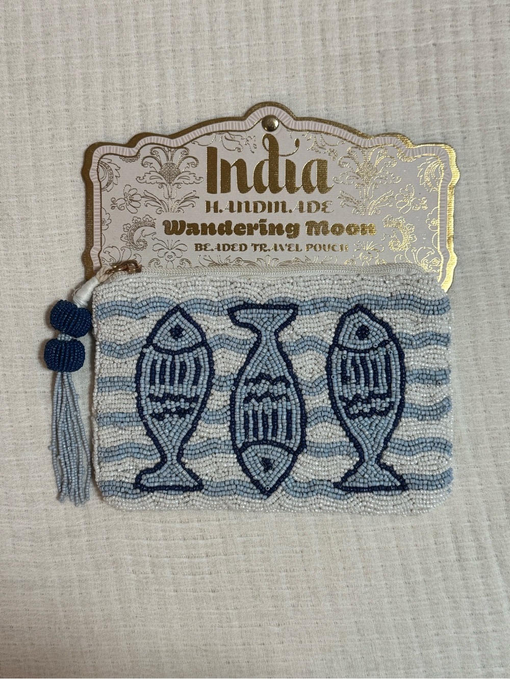 India Handmade Wandering Moon Beaded Travel Pouch